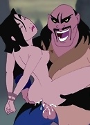 Mulan is getting raped by another bad guy! He ties her up, splits her legs apart and tears up her asshole with his huge cock!