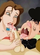 Belle lets Lefou has his fun, sucking on her nipples, while Gaston fucks her. She knows Lefou is hopelessly in lust with her.